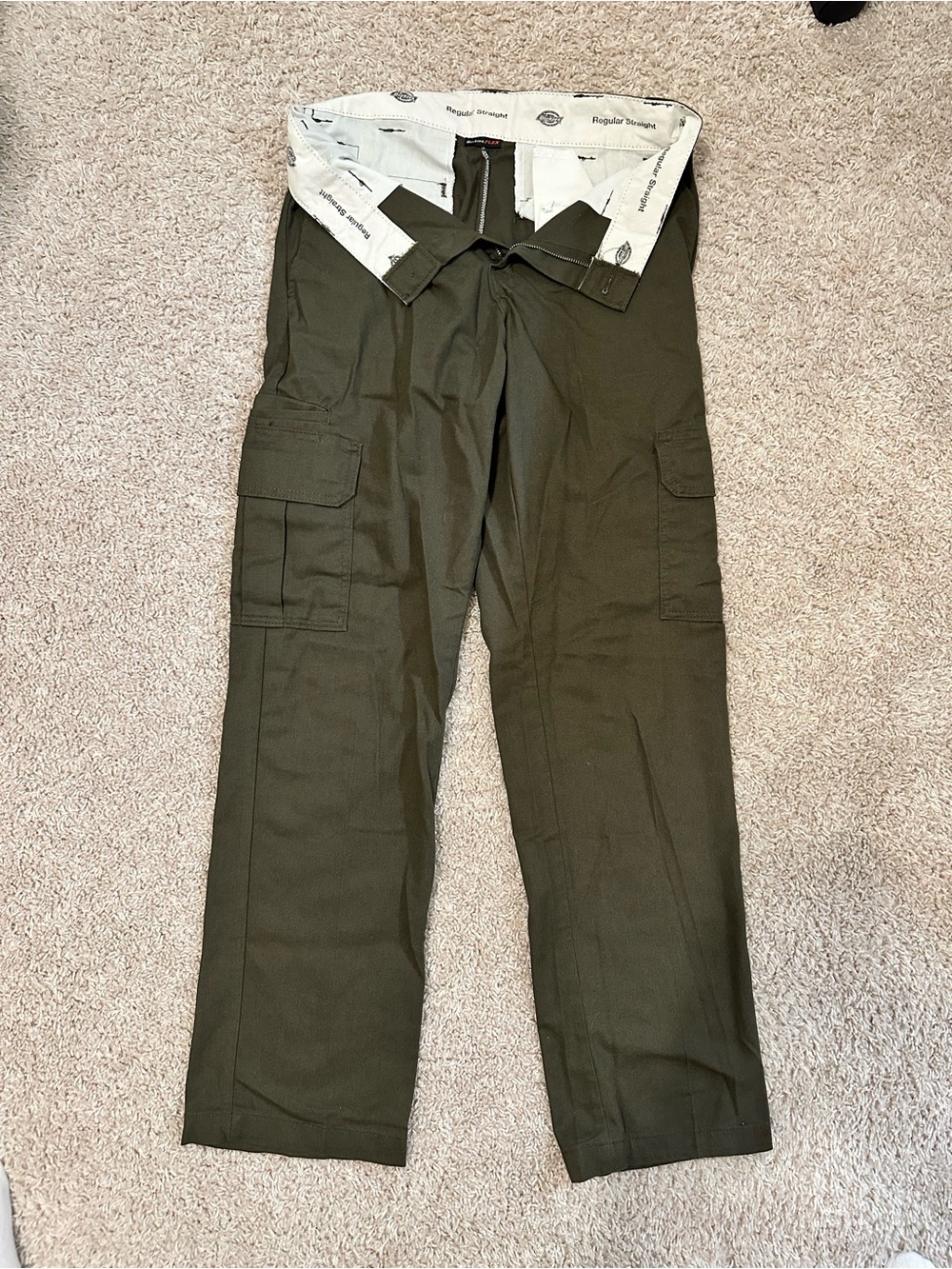 Dickies Straight Cargo Olive Green Pants S/M Excellent Condition
